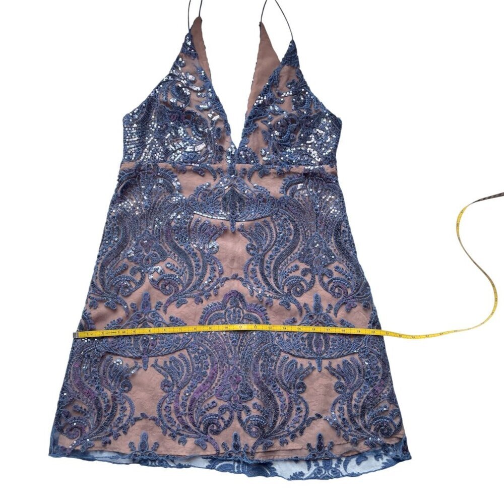 NWT Free People Night Shimmers Mini Dress Blue Sequin SZ 10 - Picture 9 of 13